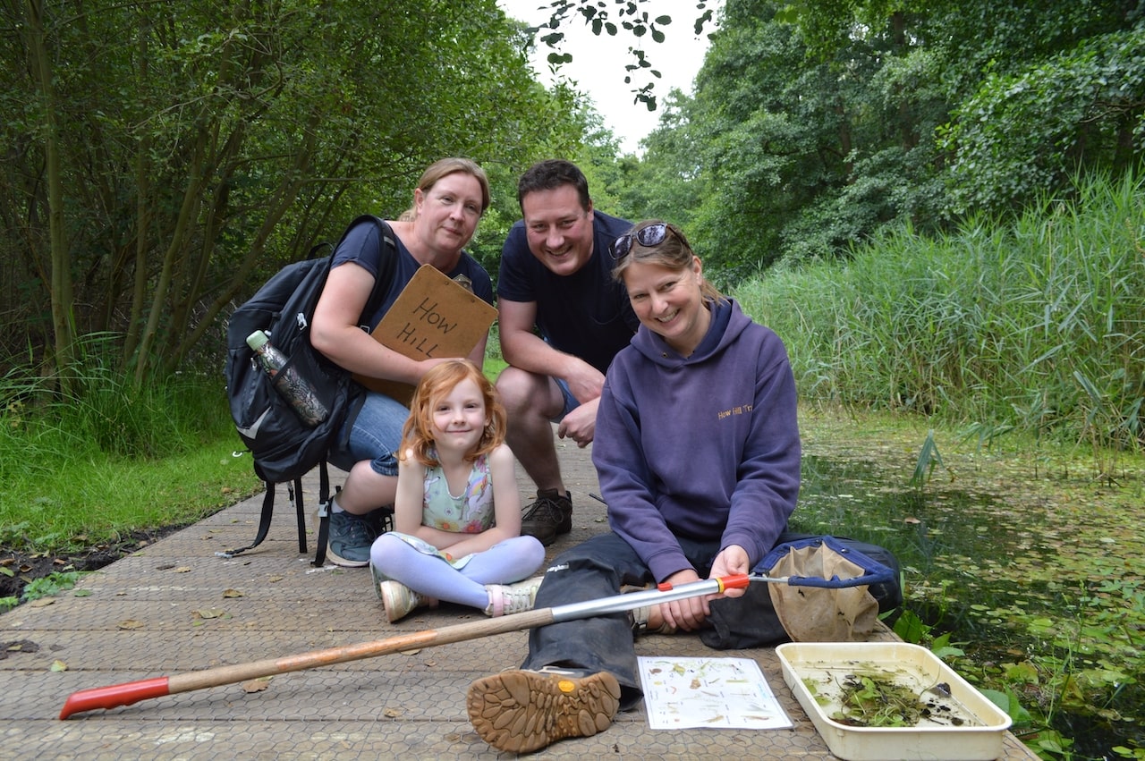 New How Hill boardwalk. Family with teacher Shauna Ellis New How Hill boardwalk. Family with teacher Shauna Ellis